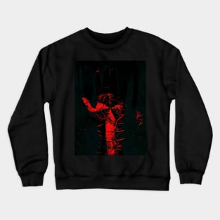 Digital collage and special processing. Hand full of spikes. Cursed. Gray and red. Crewneck Sweatshirt